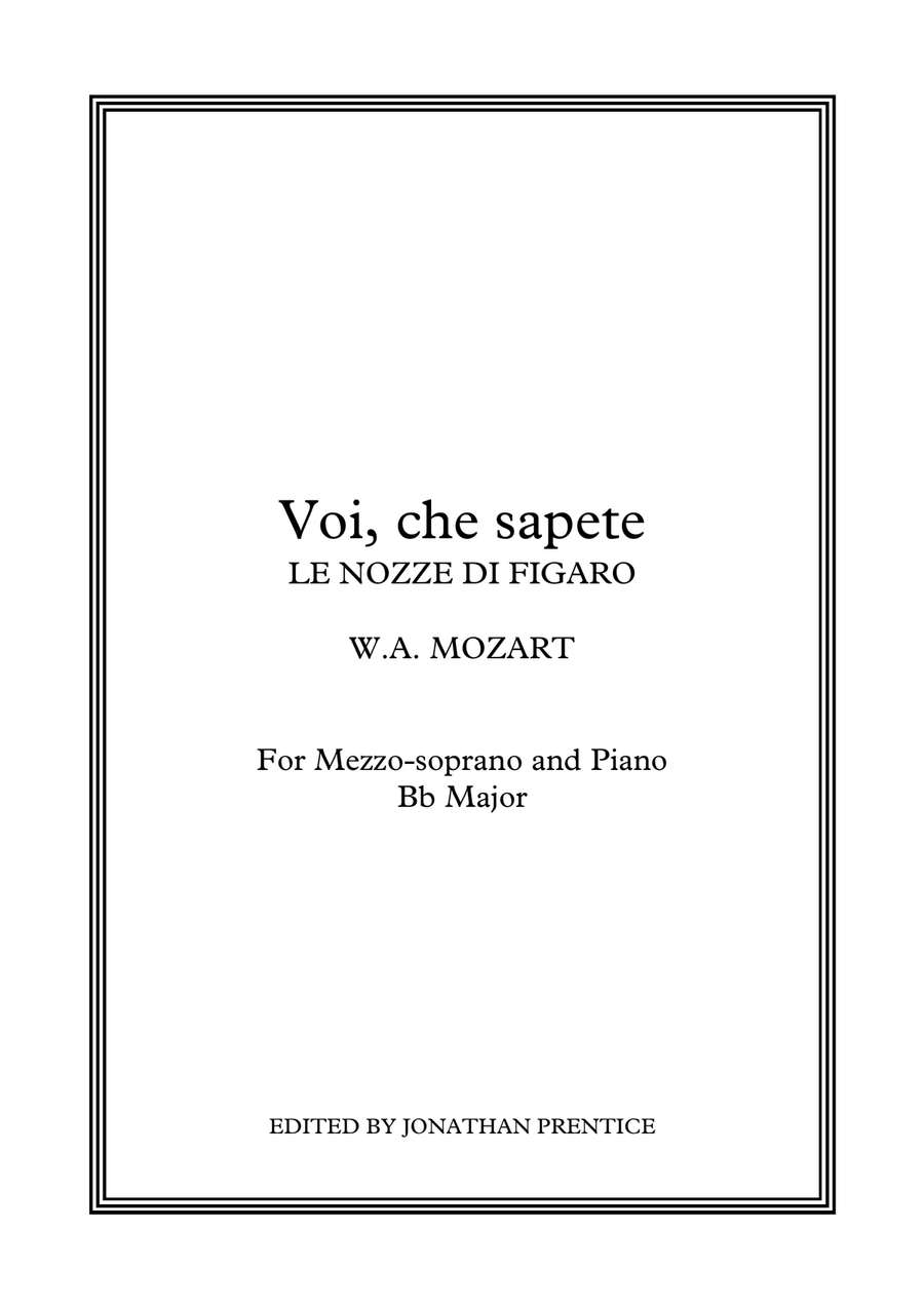 Voi che sapete - Le nozze di Figaro (Bb Major) Voi che sapete - Le nozze di Figaro (Bb Major) Piano, Vocal scores gallery preview page 1
