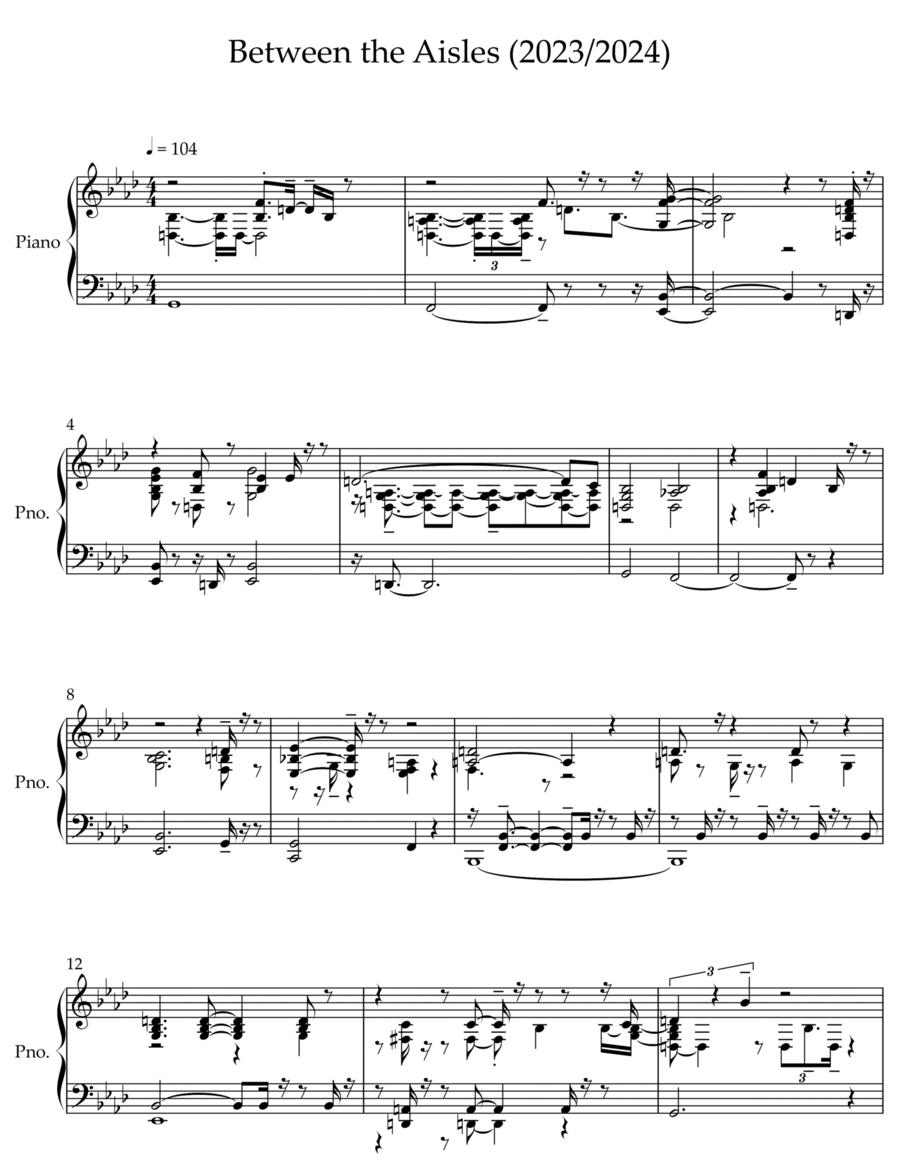 Between the Aisles (2023/2024) Piano Solo scores gallery preview page 1