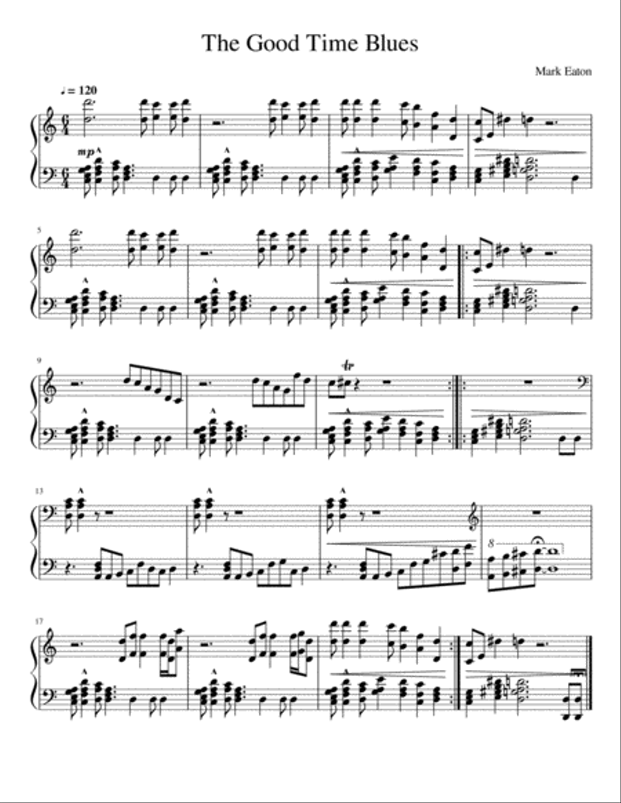 The Good Time Blues Piano Solo scores gallery preview page 1
