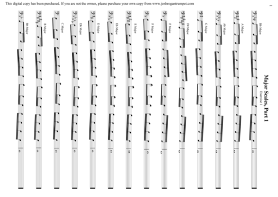 Scales in All Keys- For Trombone (Bass Clef) Small Ensemble scores gallery preview page 2