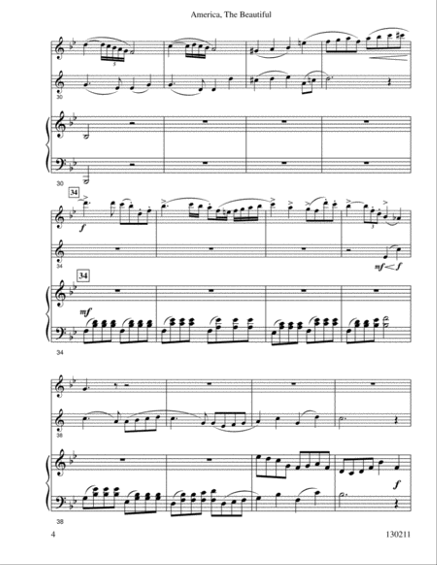 America The Beautiful Woodwind Duet scores gallery preview page 5