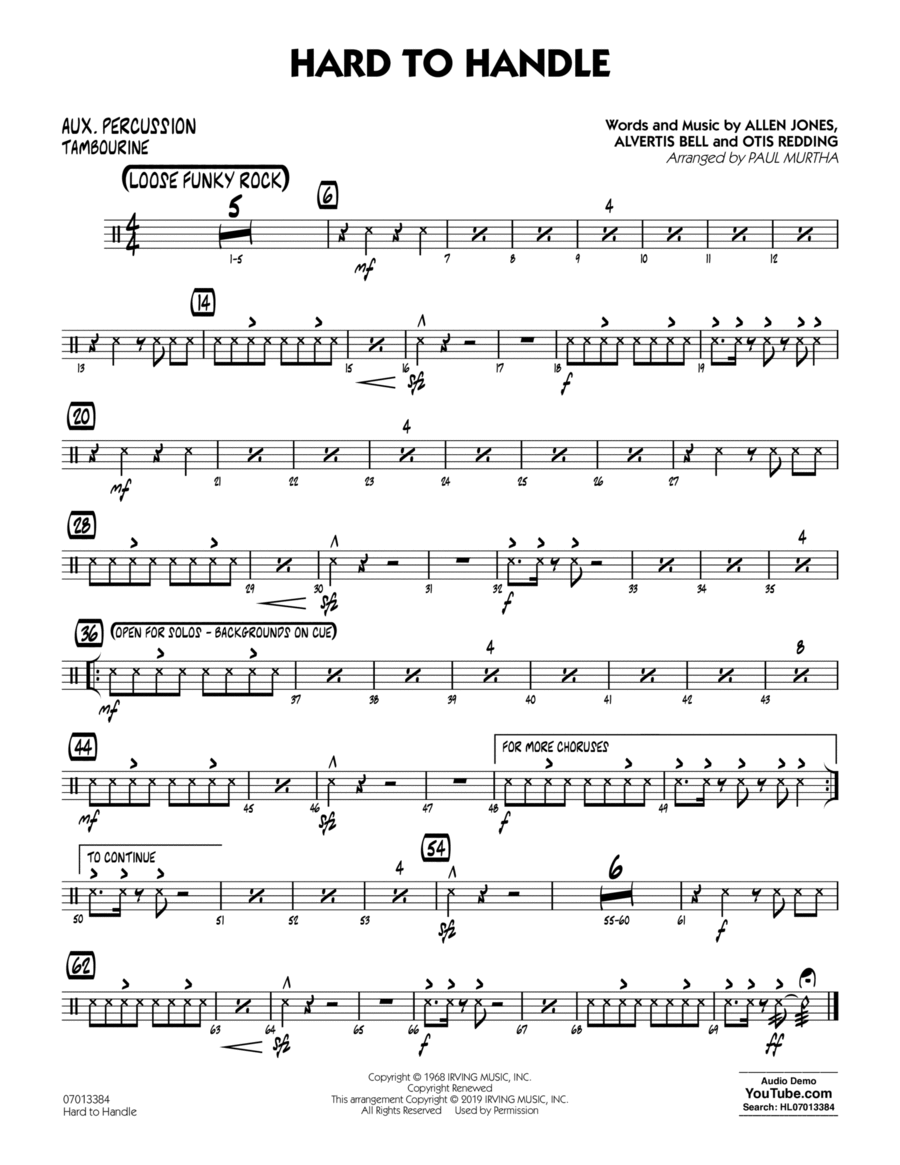 Hard to Handle (arr. Paul Murtha) - Aux Percussion