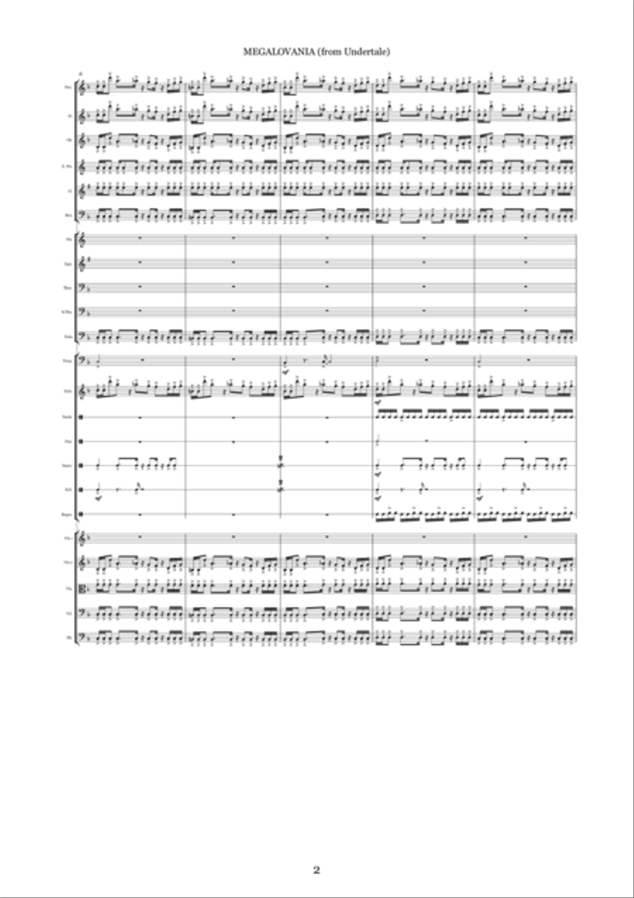MEGALOVANIA (from Undertale) Full Orchestra scores gallery preview page 5