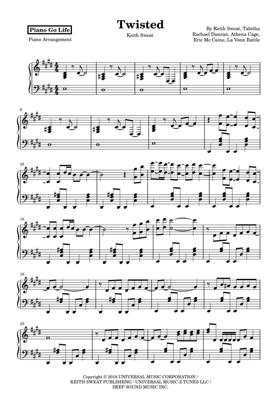 Twisted Piano Solo scores gallery preview page 1
