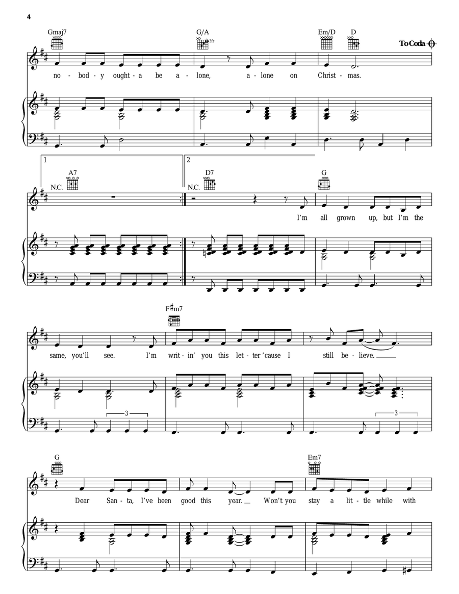 All Alone On Christmas Piano, Vocal, Guitar scores gallery preview page 4