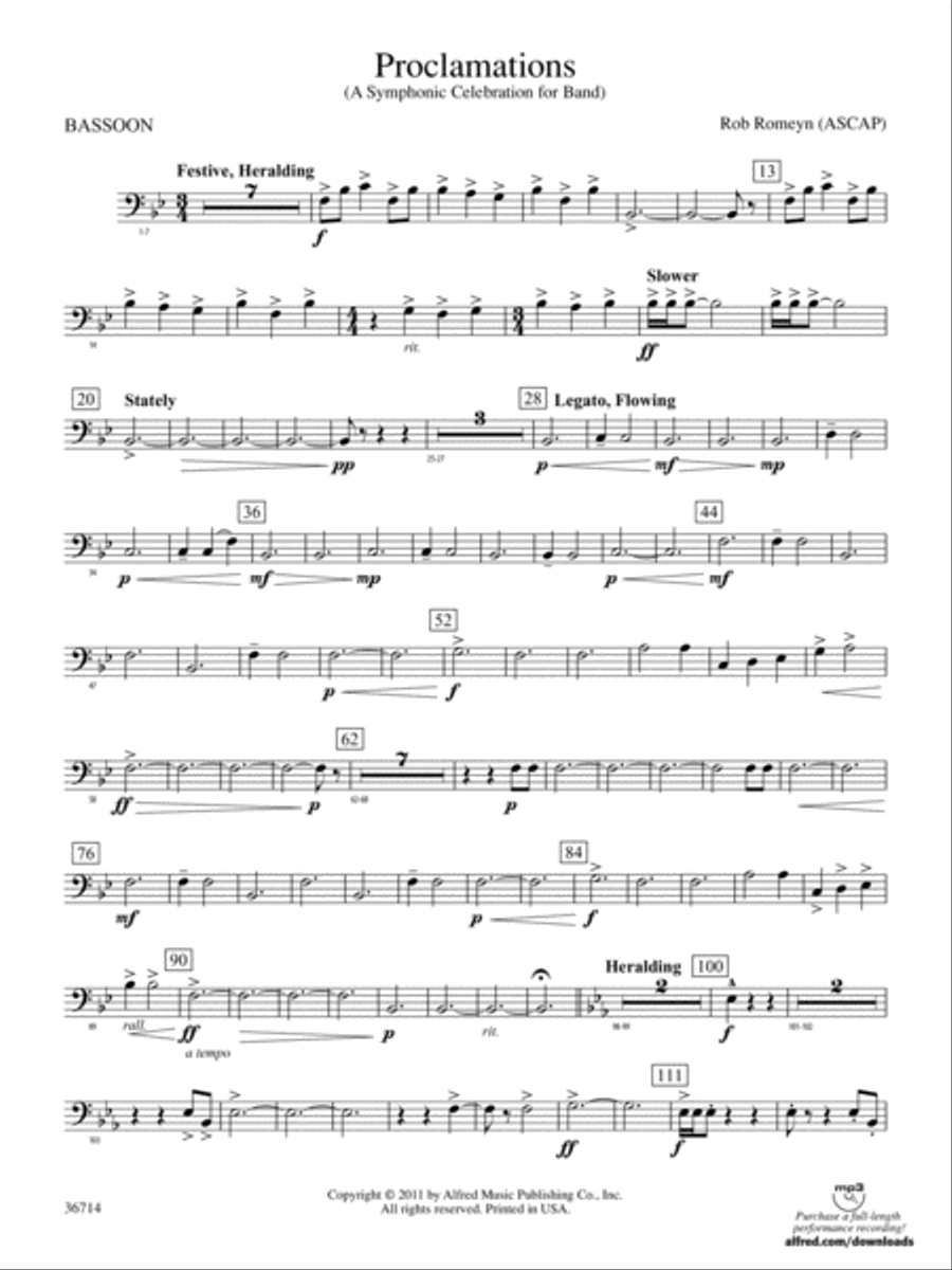 Proclamations: Bassoon Concert Band scores gallery preview page 1