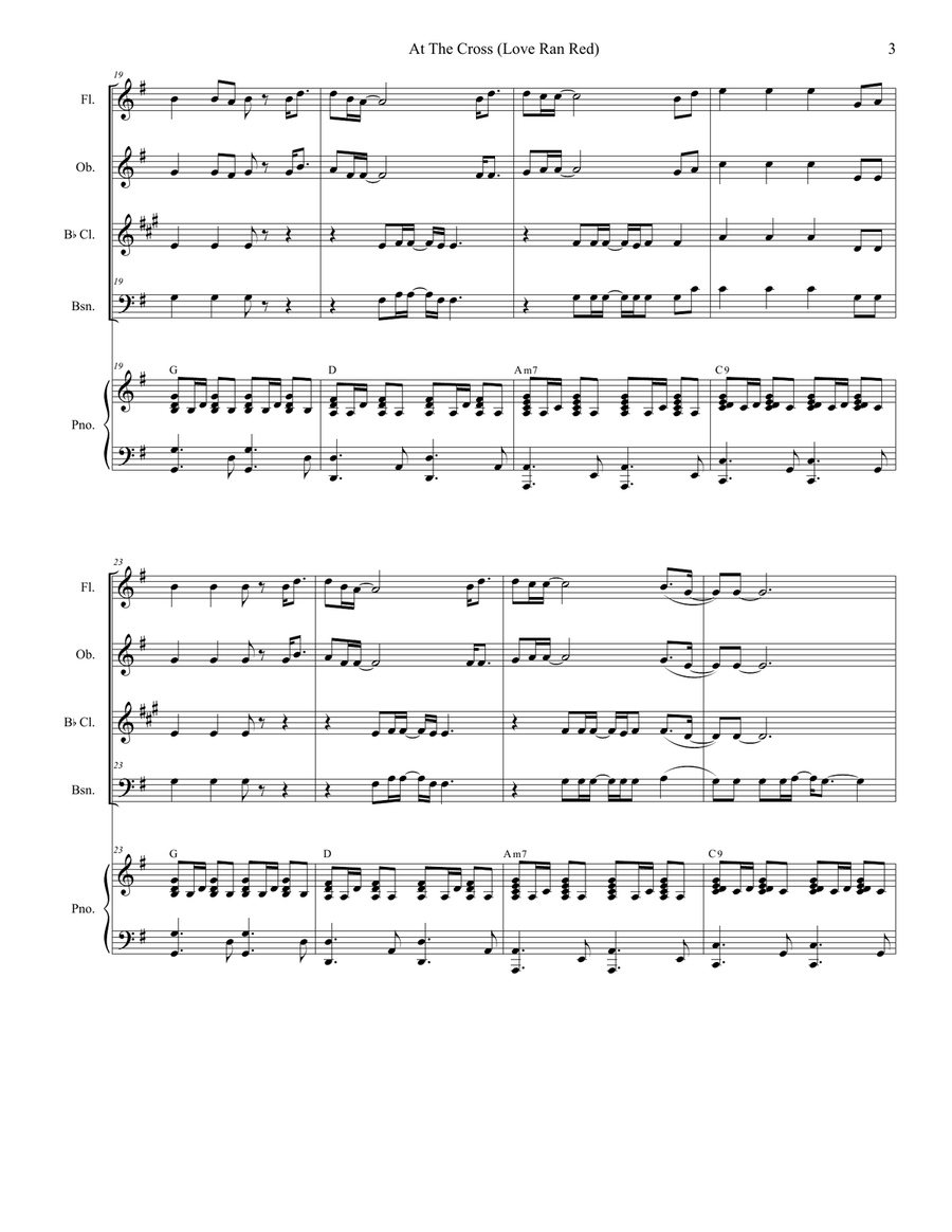 At The Cross (love Ran Red) Woodwind Quartet scores gallery preview page 3