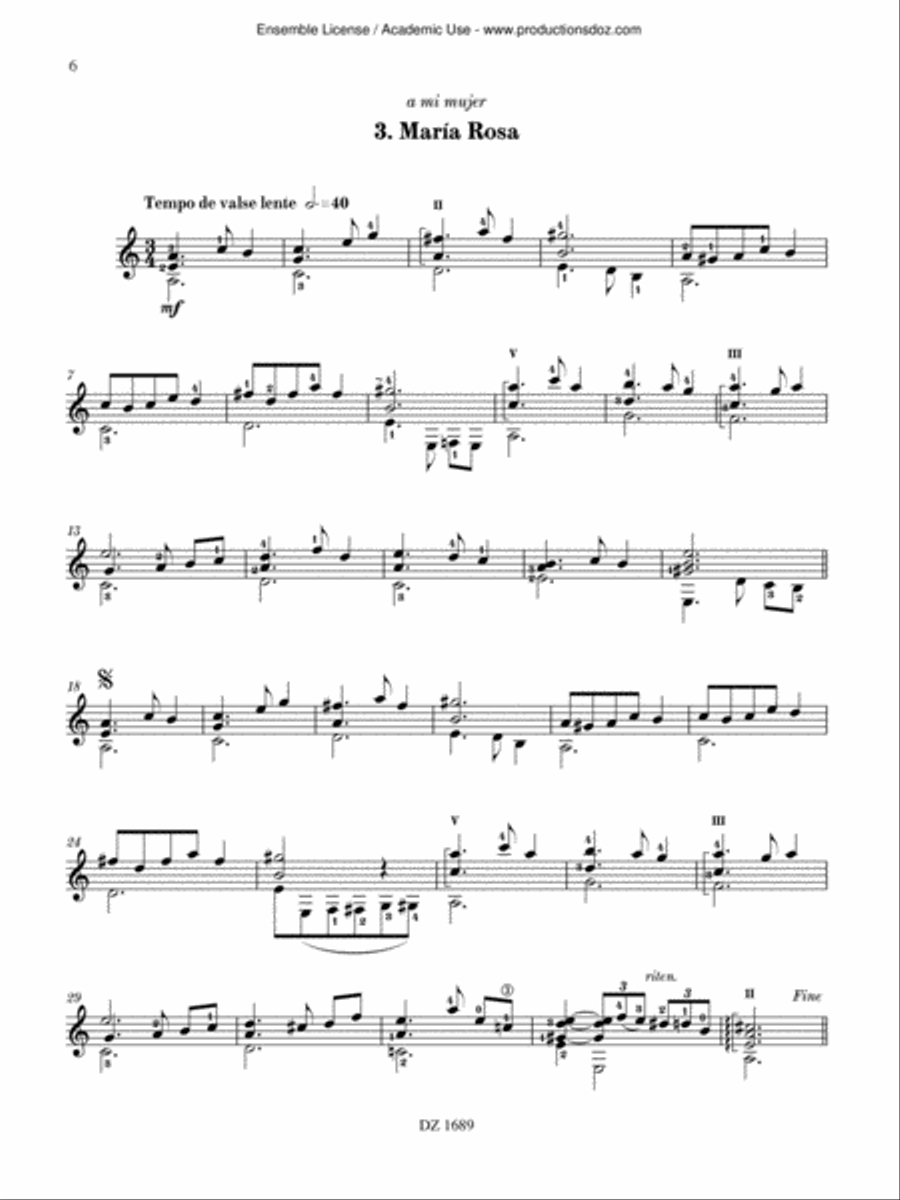 Pensées intimes Classical Guitar scores gallery preview page 6