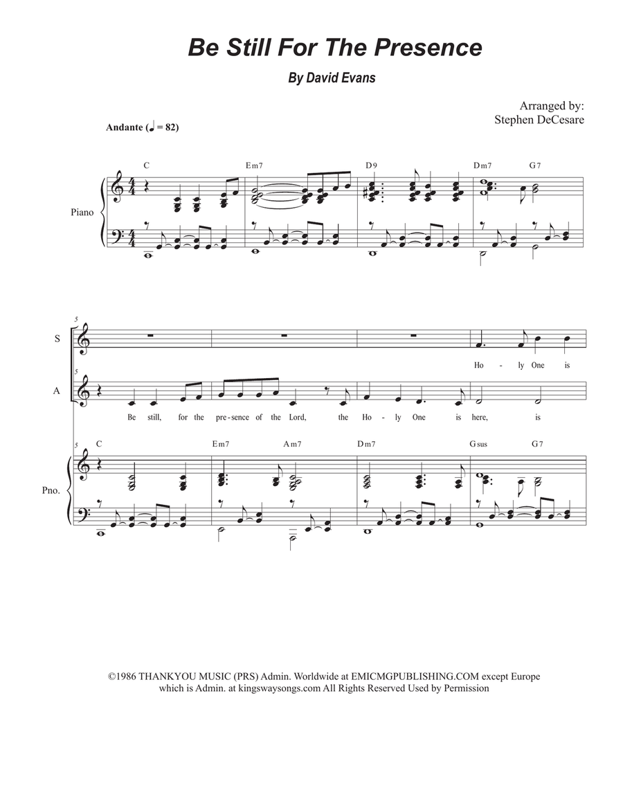 Be Still For The Presence Alto Voice scores gallery preview page 1