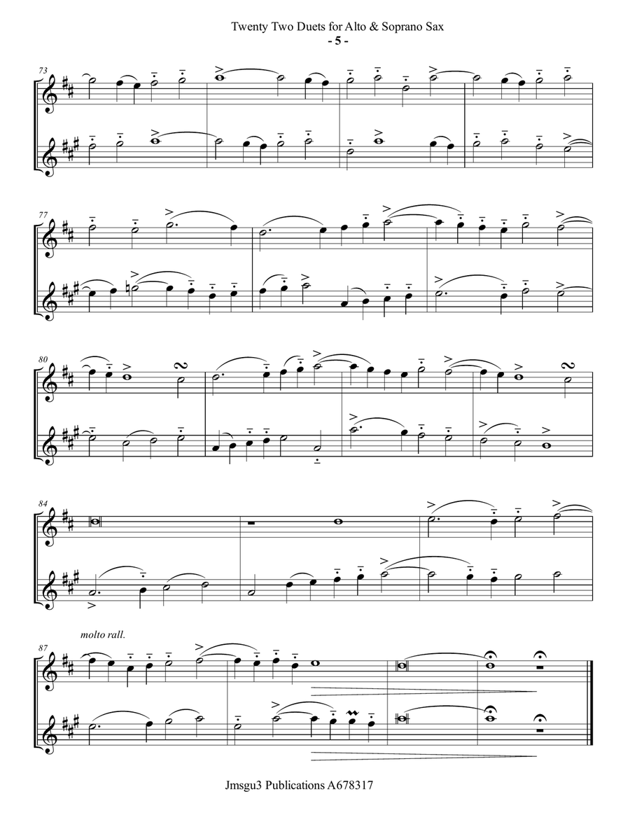 Josquin: 22 Duets for Soprano & Alto Sax Woodwind Duet scores gallery preview page 5