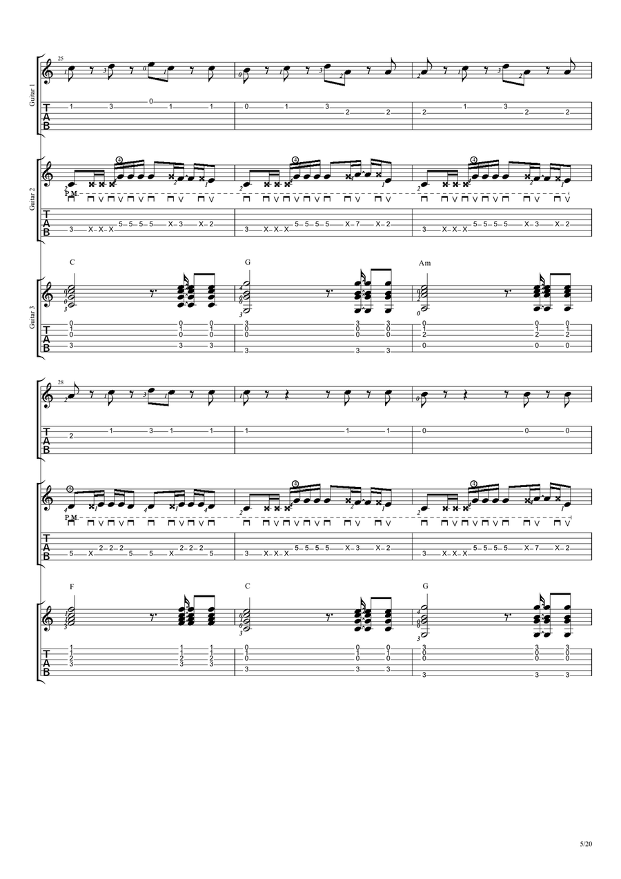 Girls Like You Guitar Ensemble scores gallery preview page 5