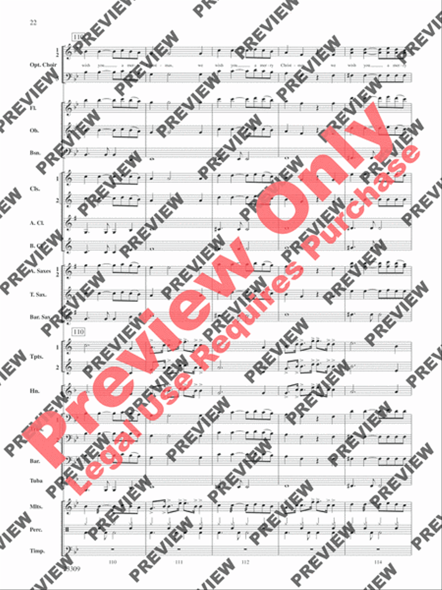 Merry Christmas to All (A Medley of Carols) Concert Band scores gallery preview page 23