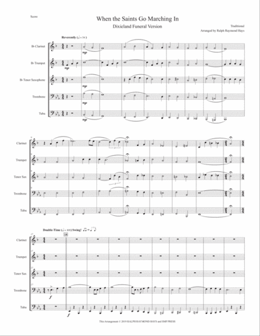 When the Saints Go Marching In (for Dixieland Quintet) Small Ensemble scores gallery preview page 2