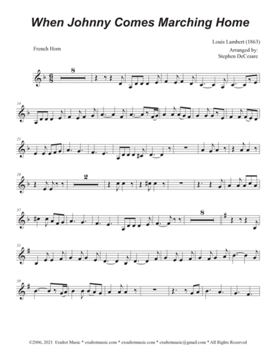 When Johnny Comes Marching Home (French Horn solo and Piano) image number null