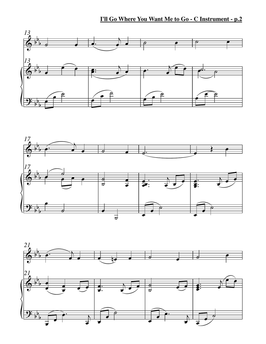 I'll Go Where You Want Me to Go (Solo Flute & Piano) Flute Solo scores gallery preview page 3