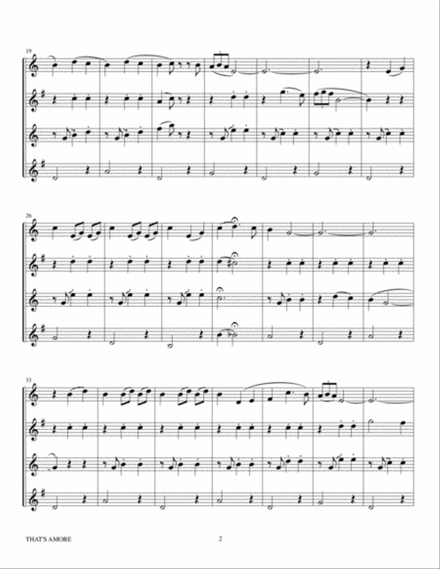 That's Amore (That's Love) Woodwind Quartet scores gallery preview page 2