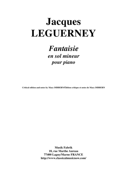 Jacques Leguerney: Fantaisie in g minor for piano