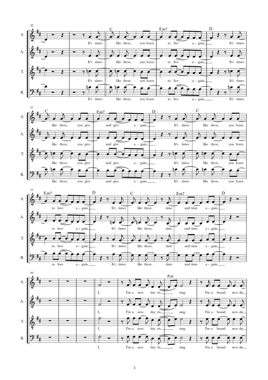 Times Like These 4-Part scores gallery preview page 3
