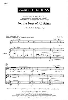 Book cover for For the Feast of All Saints