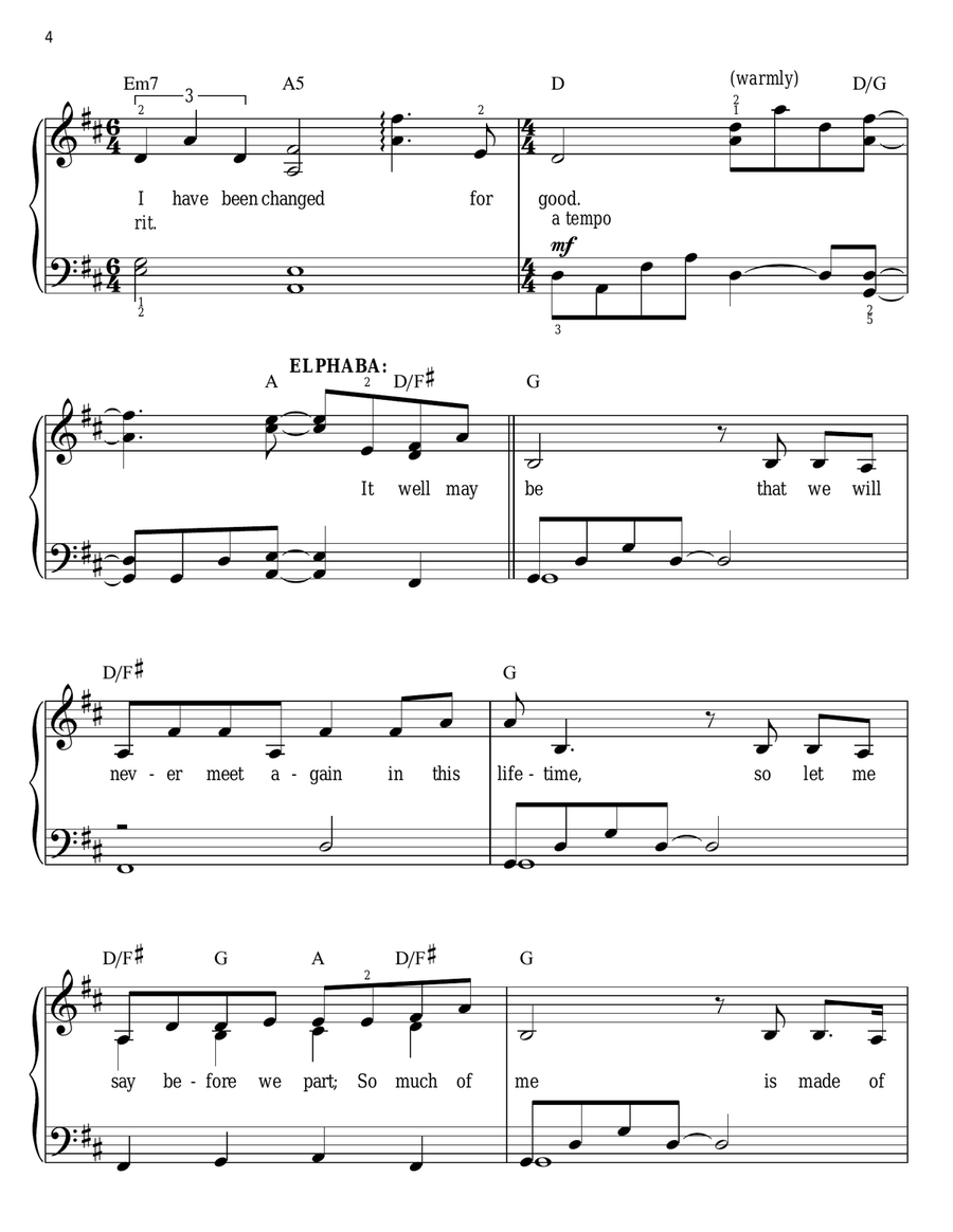 For Good (from Wicked) Easy Piano scores gallery preview page 4