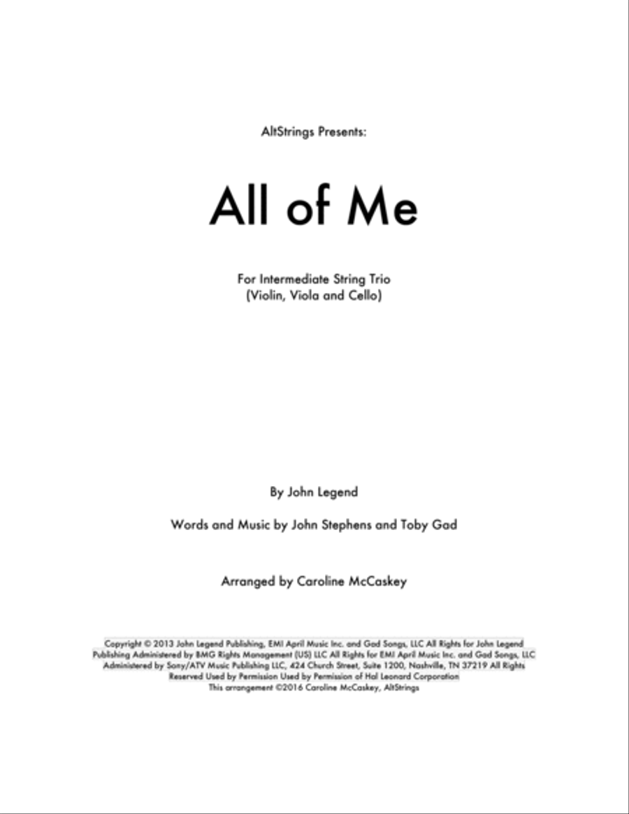 All Of Me String Trio scores gallery preview page 1