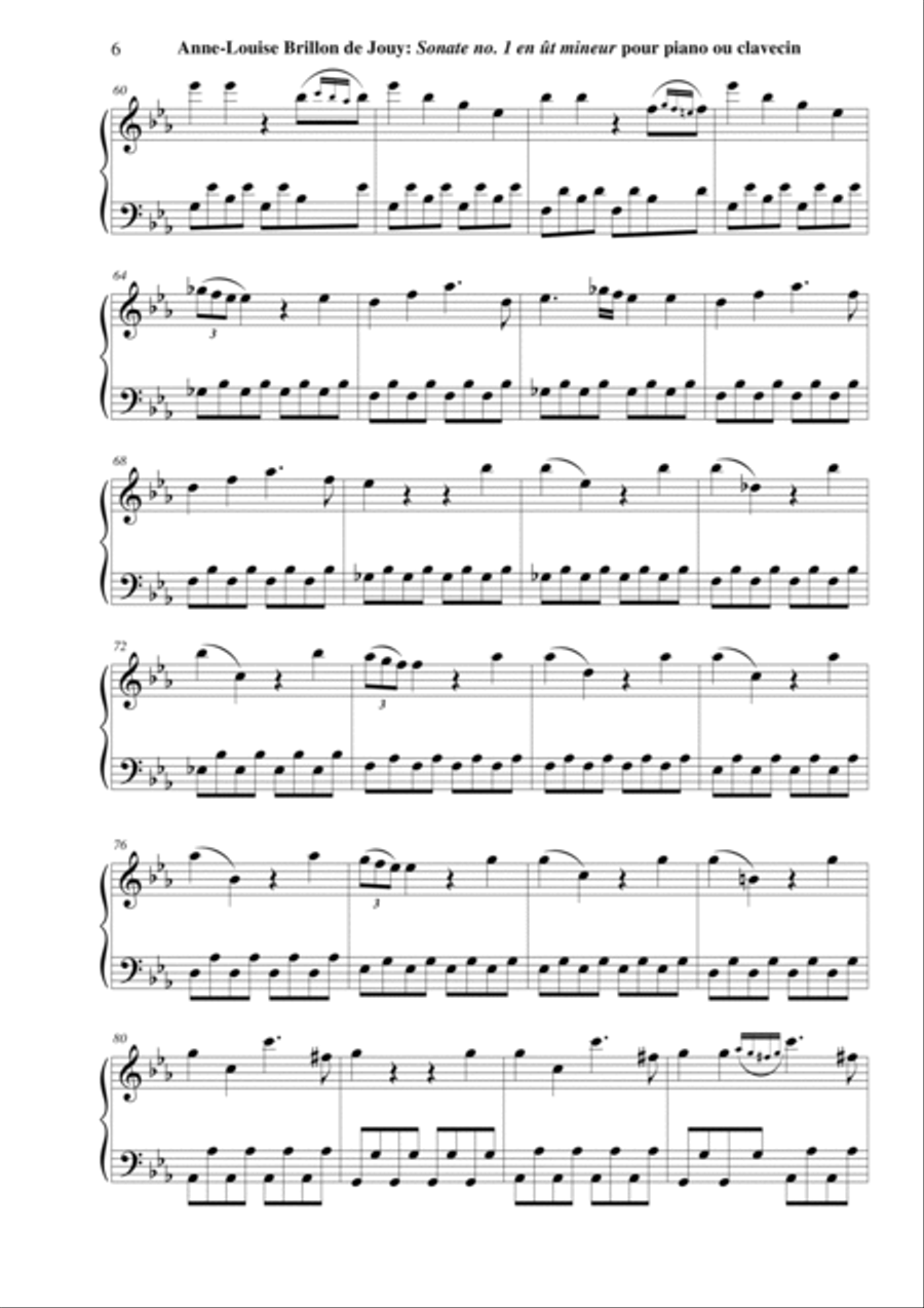 Anne-Louise Brillon de Jouy: Sonata no. 1 in c minor for piano or harpsichord Harpsichord scores gallery preview page 6
