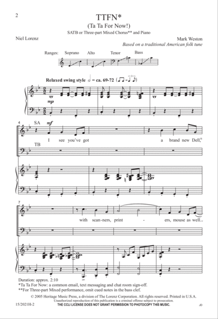 TTFN 4-Part scores gallery preview page 2