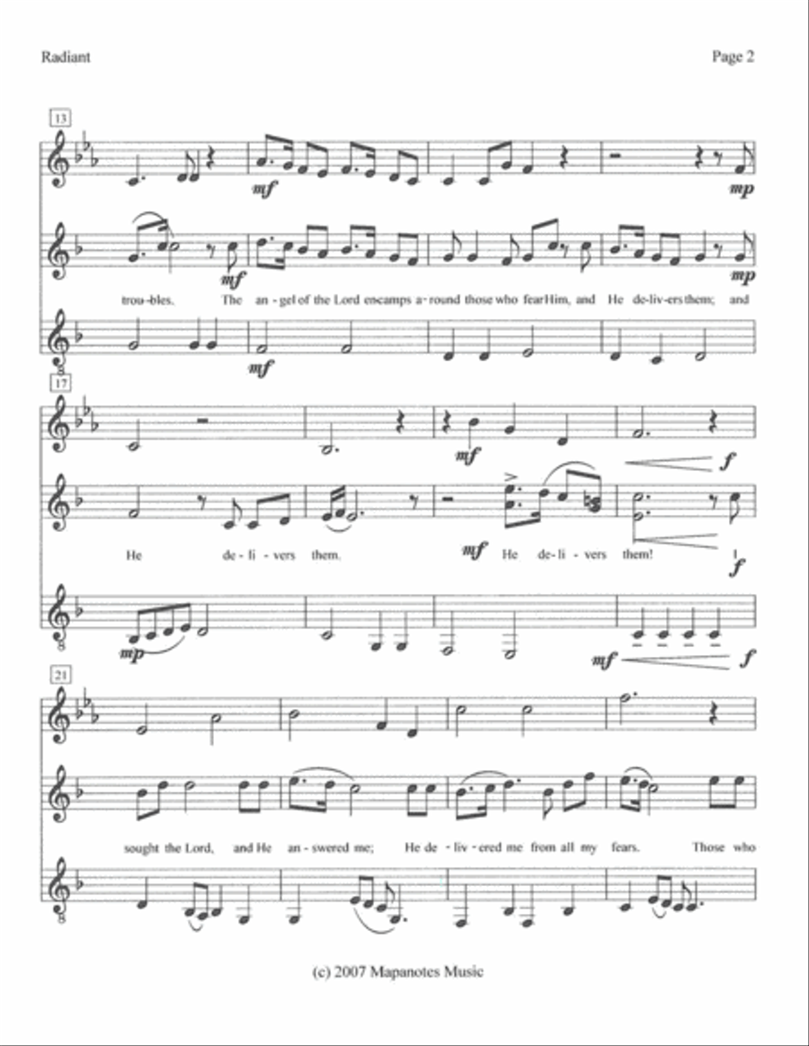 Radiant! - Ps 34:4-7 Small Ensemble scores gallery preview page 2