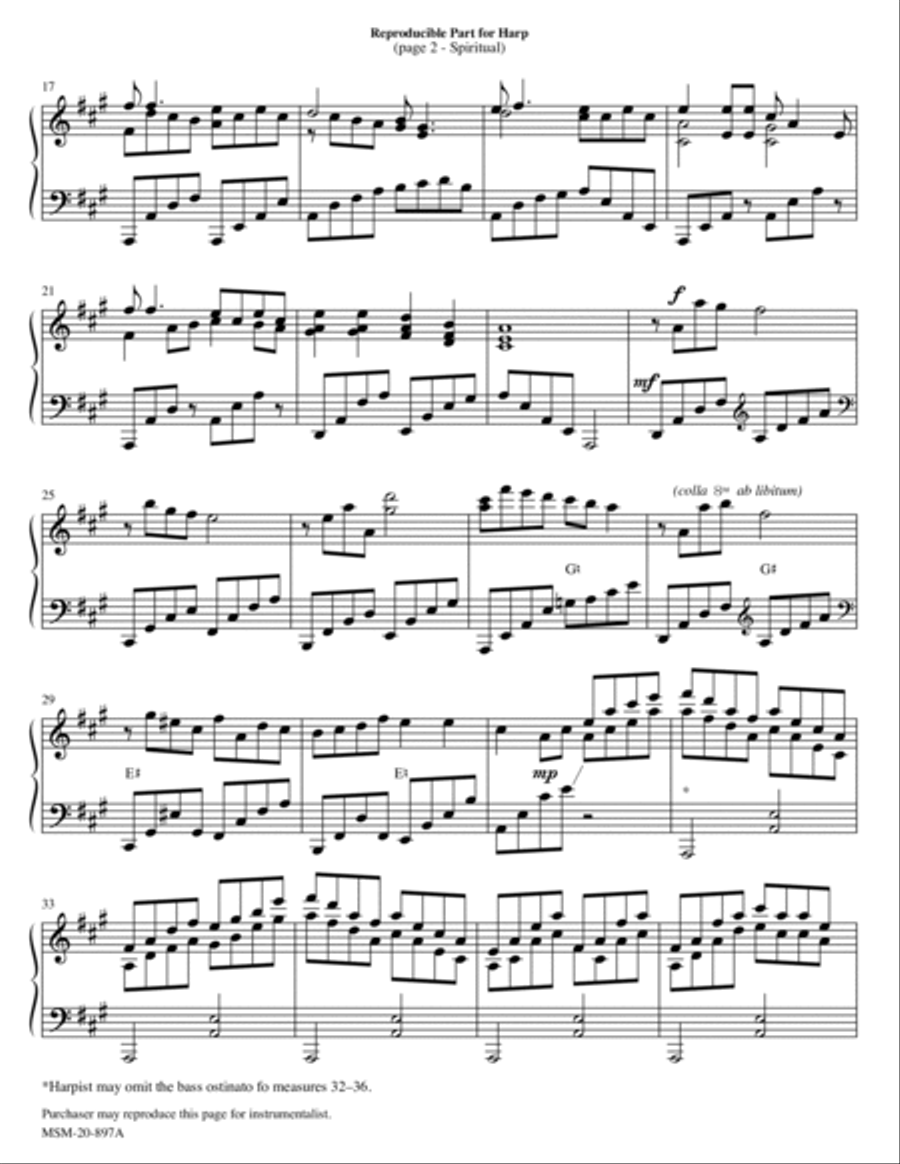 Spiritual: He's Got the Whole World in His Hands (Downloadable Harp Part) Harp scores gallery preview page 2
