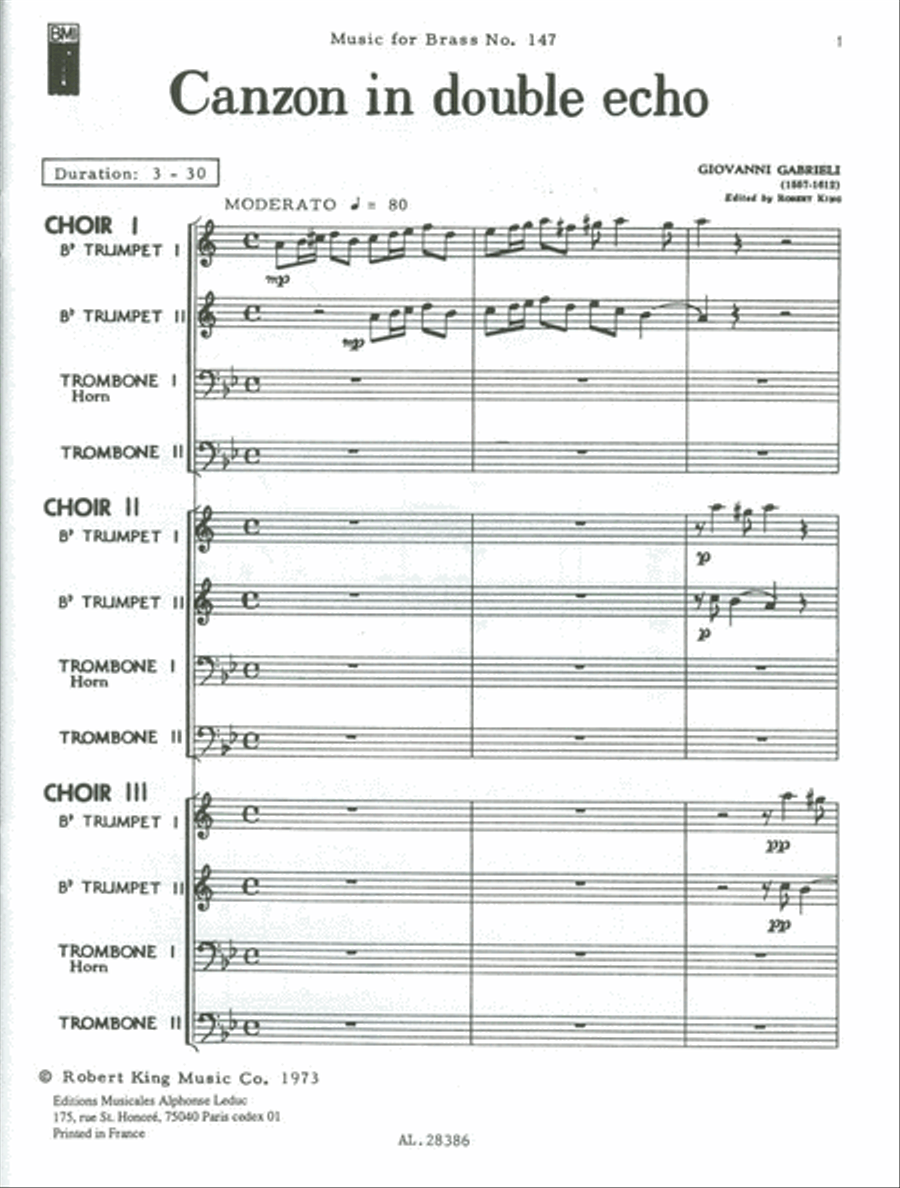 Canzon En Double Echo (3 Ensembles) (ensemble-brass 8 Or More)