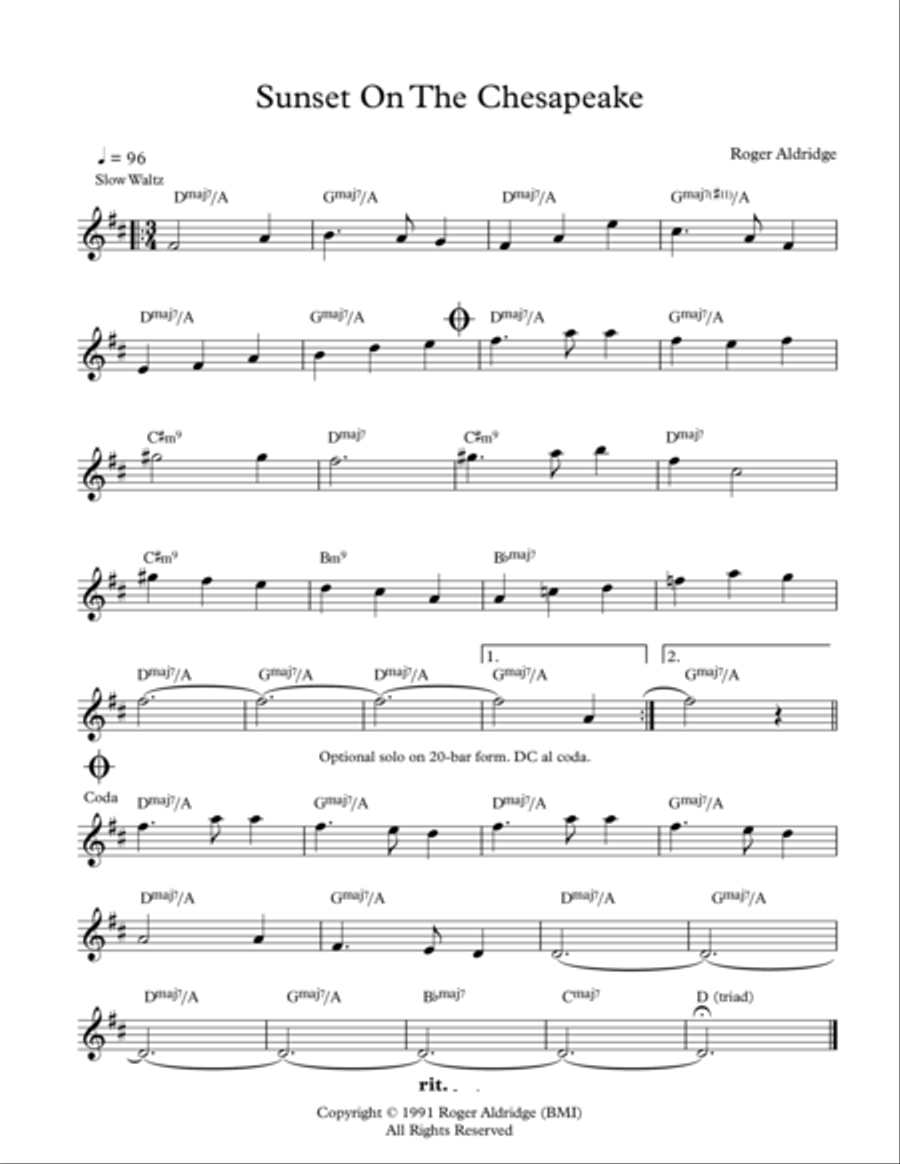 Sunset On The Chesapeake Jazz Ensemble scores gallery preview page 1