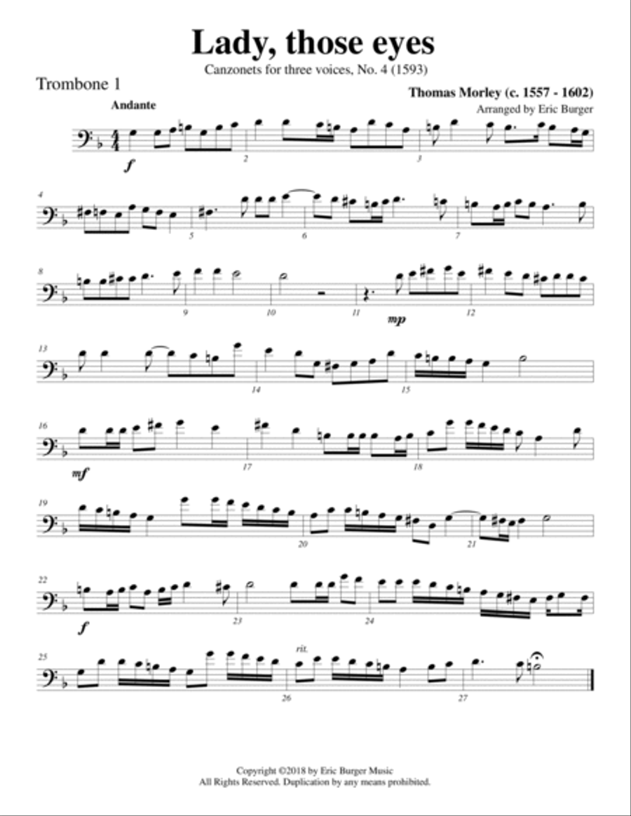 Lady, those eyes for Trombone or Low Brass Trio Trombone Trio scores gallery preview page 3
