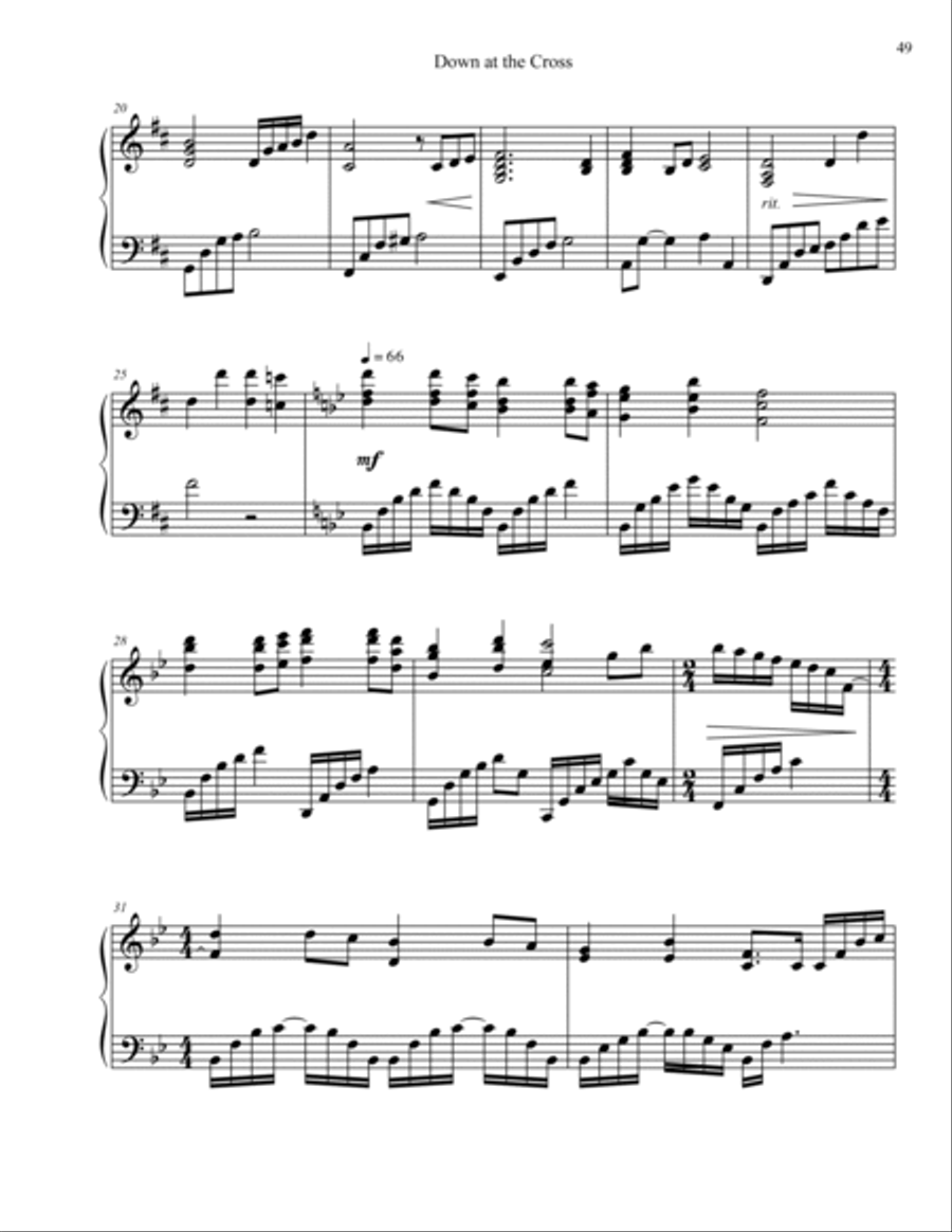 Down at the Cross (Glory to His Name) Piano Solo scores gallery preview page 3