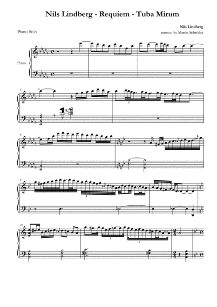 Nils Lindberg - Requiem for Bigband and Choir - Piano Solos image number null