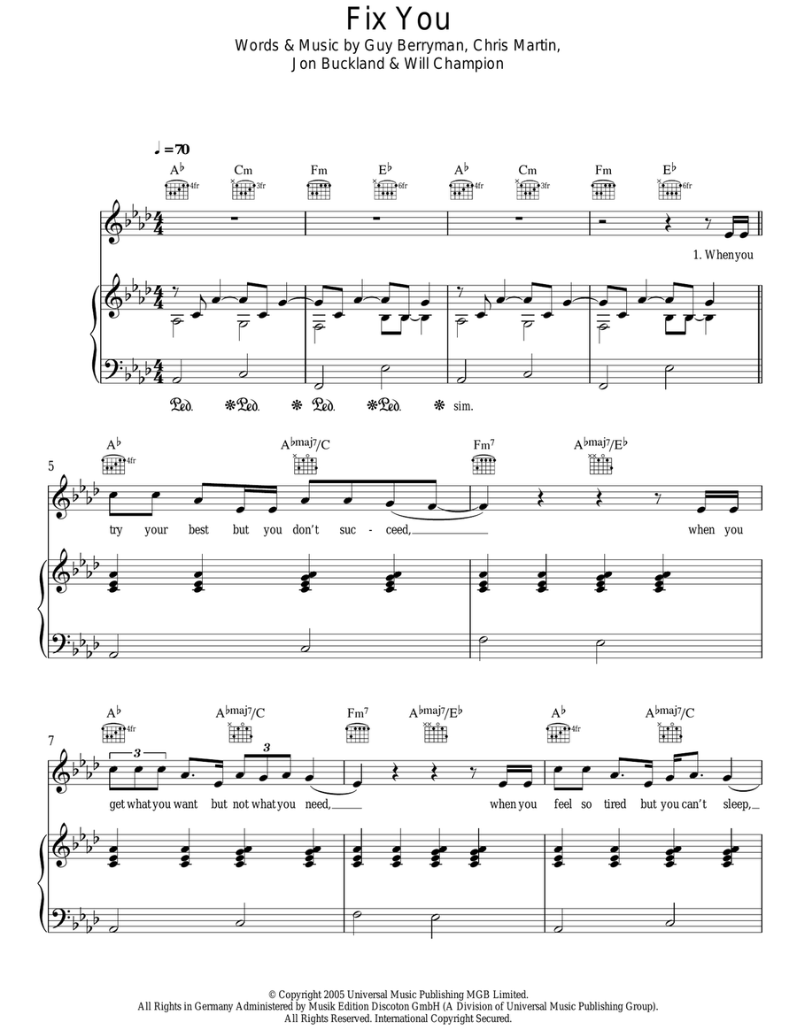 Fix You Acoustic Guitar scores gallery preview page 1