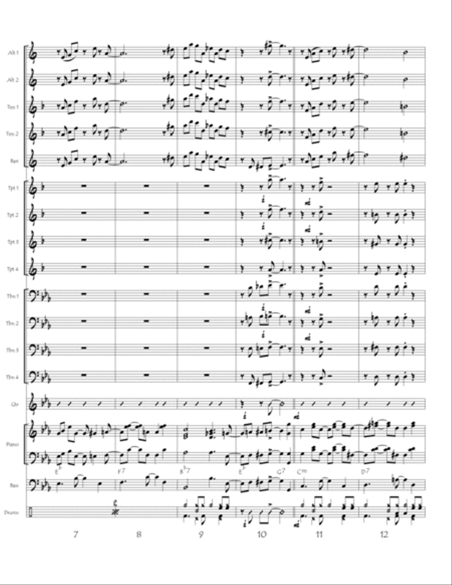 Cancion del Diablo Azul (digital print) Jazz Ensemble scores gallery preview page 2