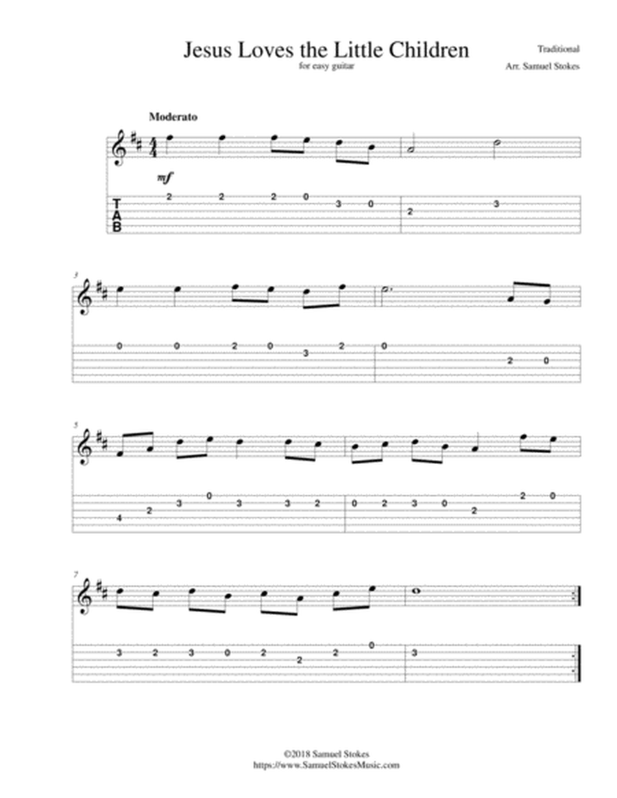 Jesus Loves the Little Children - for easy guitar with TAB image number null