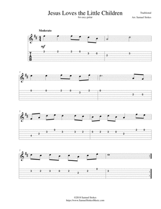 Book cover for Jesus Loves the Little Children - for easy guitar with TAB