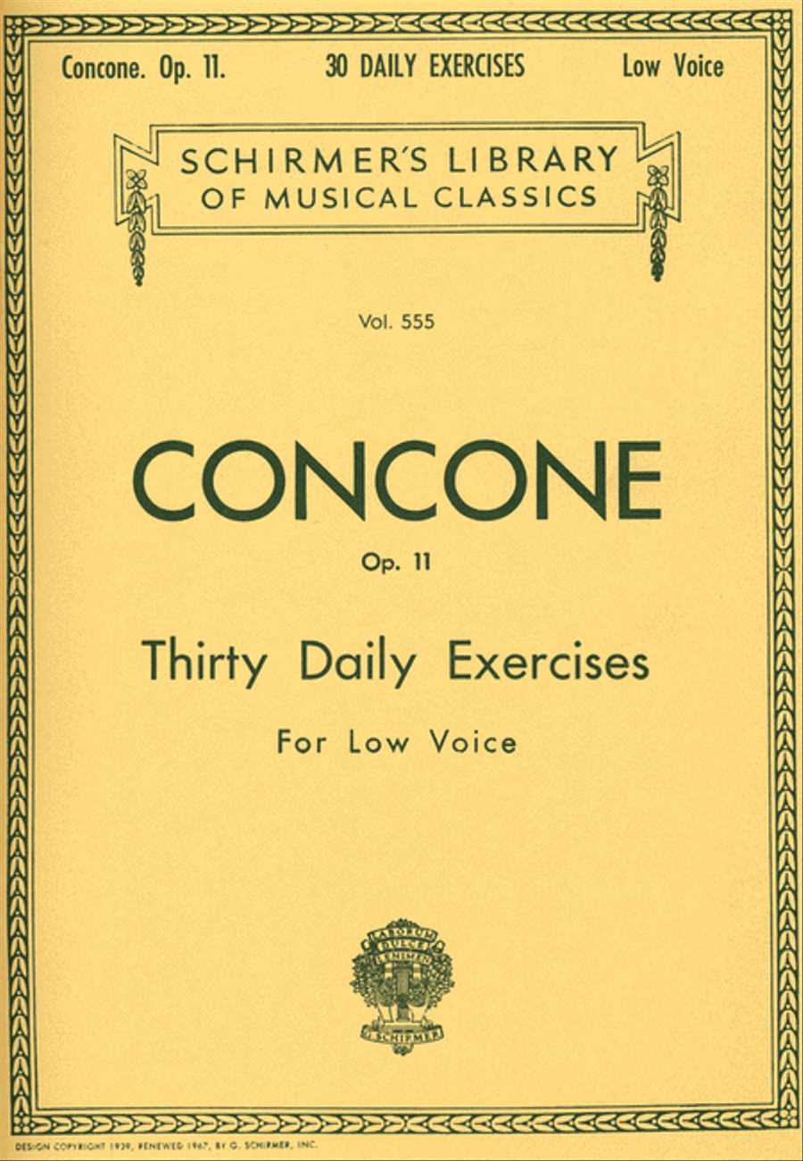30 Daily Exercises, Op. 11 by Giuseppe Concone Low Voice - Sheet Music