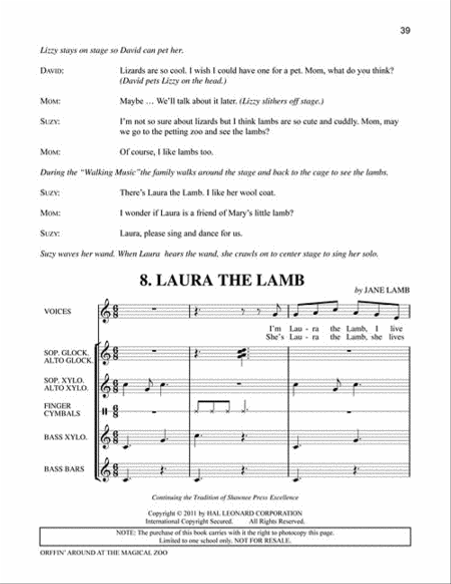 Orffin' Around at the Magical Zoo Unison Choir scores gallery preview page 5
