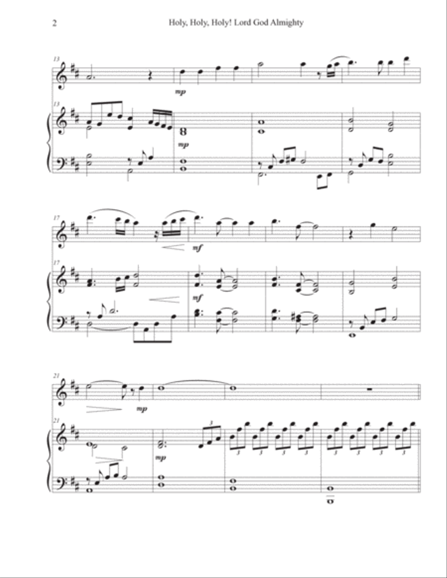 Holy, Holy, Holy! Lord God Almighty (Flute-Piano) Flute Solo scores gallery preview page 2