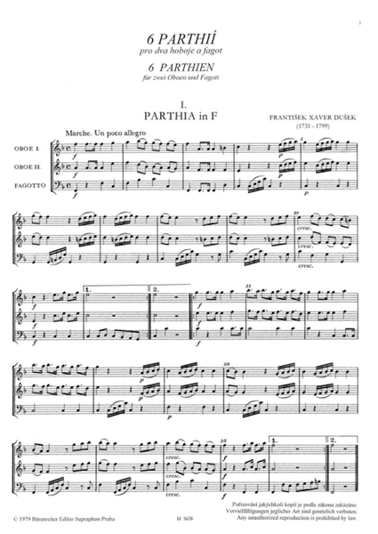 Sechs Parthien für zwei Oboen und Fagott