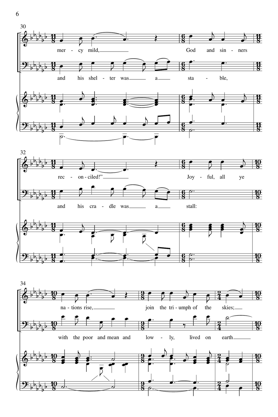 Once in Royal David's City/Hark! The Herald Angels Sing 4-Part scores gallery preview page 6