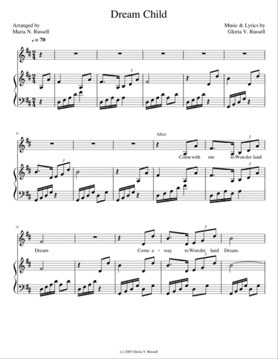 Dream Child Dream Child Soprano Voice scores gallery preview page 1