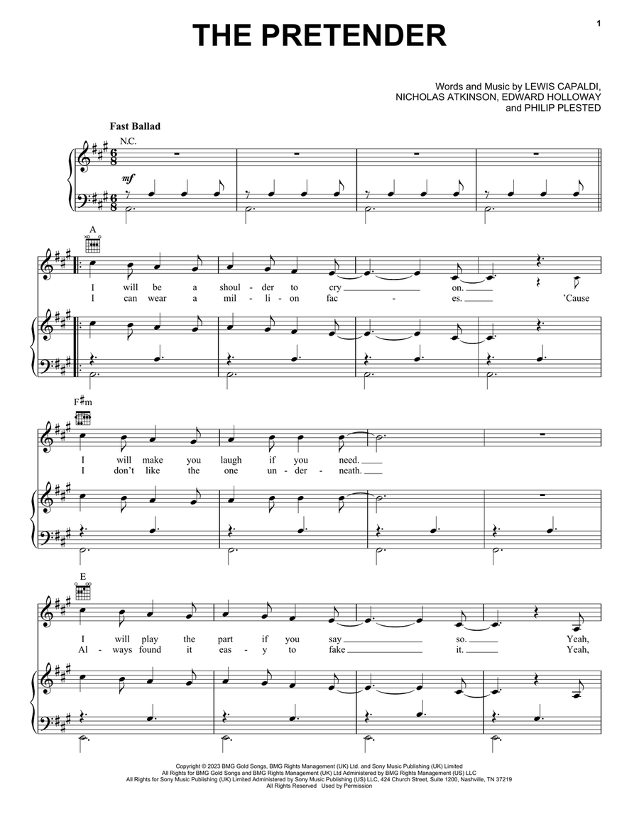 The Pretender Piano, Vocal, Guitar scores gallery preview page 1