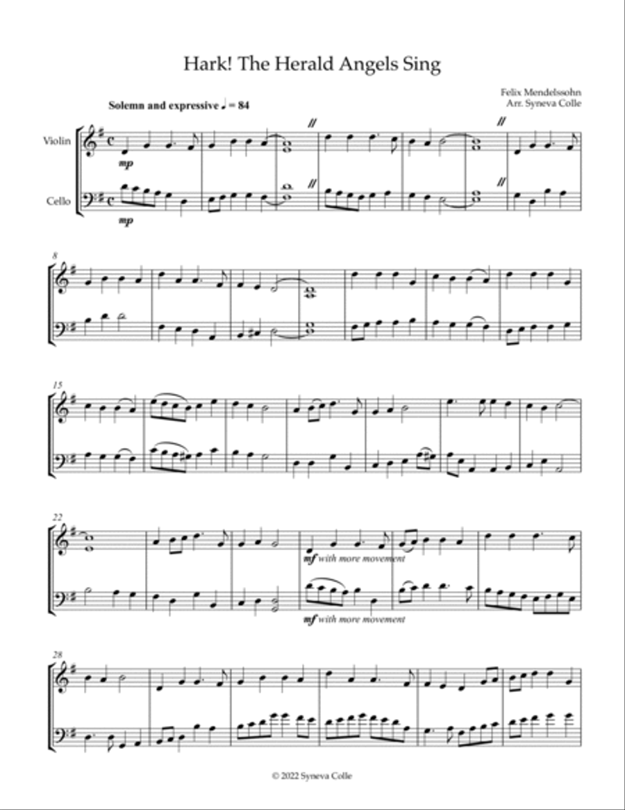 Hark! The Herald Angels Sing Hark! The Herald Angels Sing String Duet scores gallery preview page 2