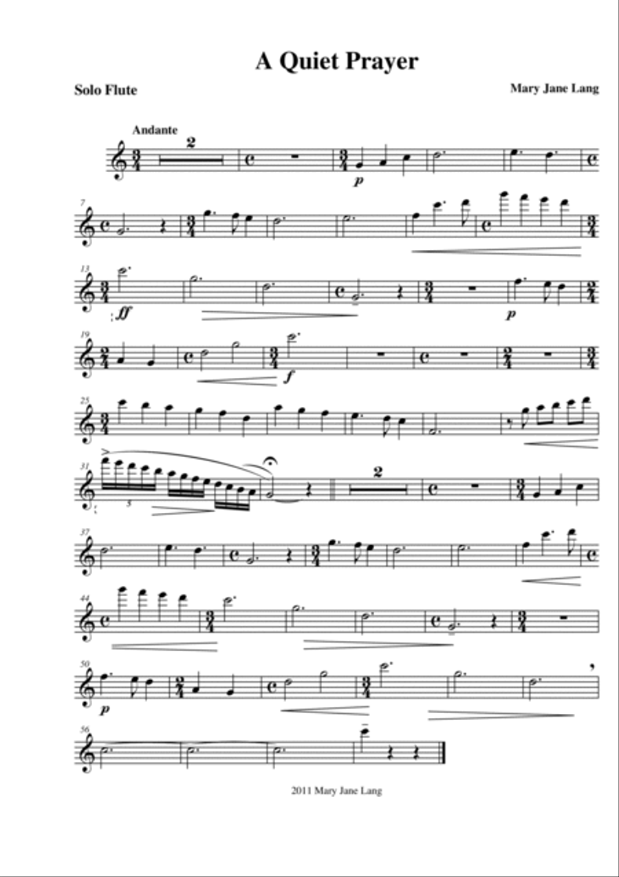 A Quiet Prayer for Flute and Piano Flute Solo scores gallery preview page 3