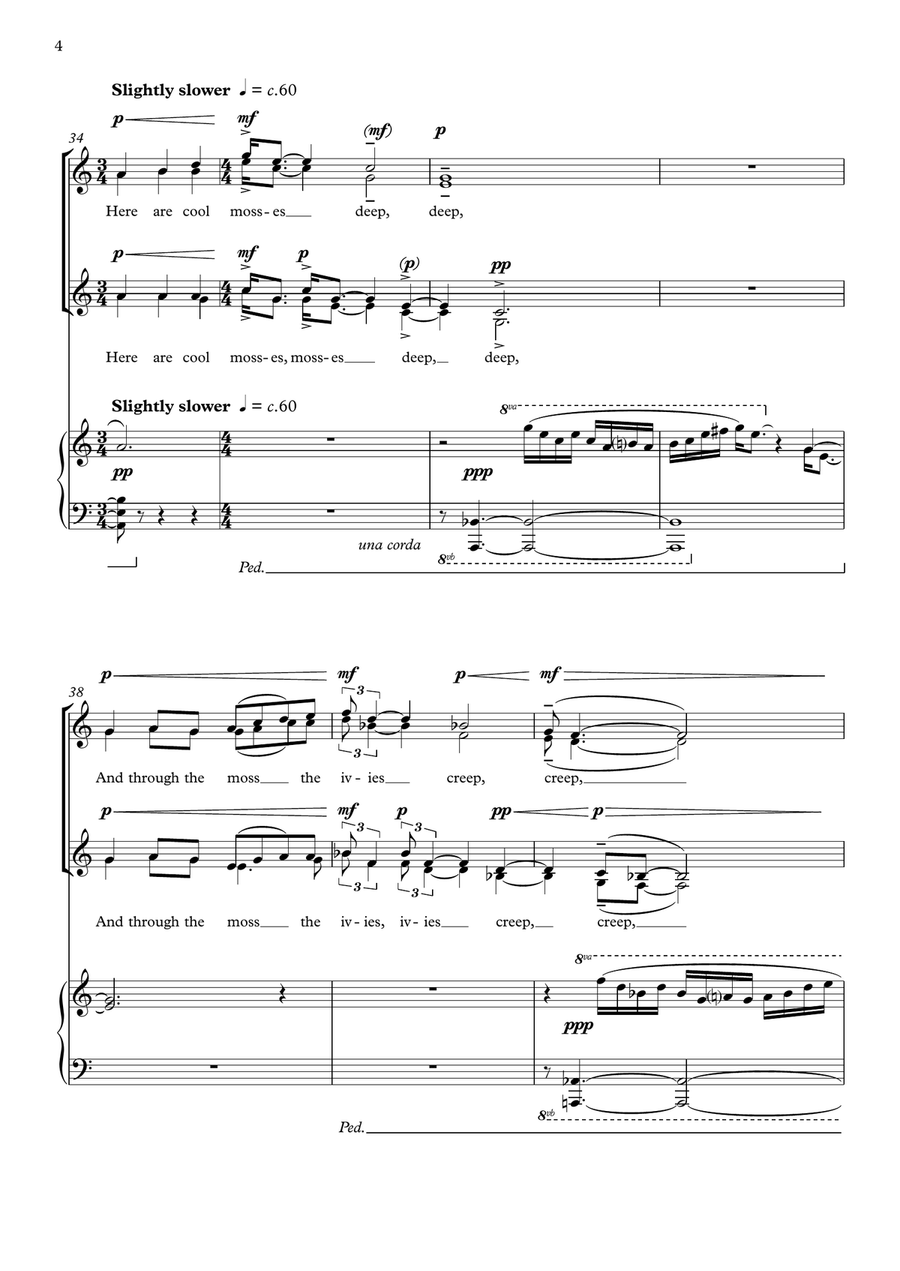 Sweet Music, for upper voice choir and piano SSAA scores gallery preview page 4