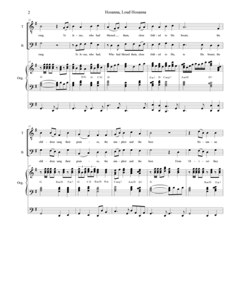 Hosanna, Loud Hosanna (2-part choir (TB) - Organ accompaniment) image number null
