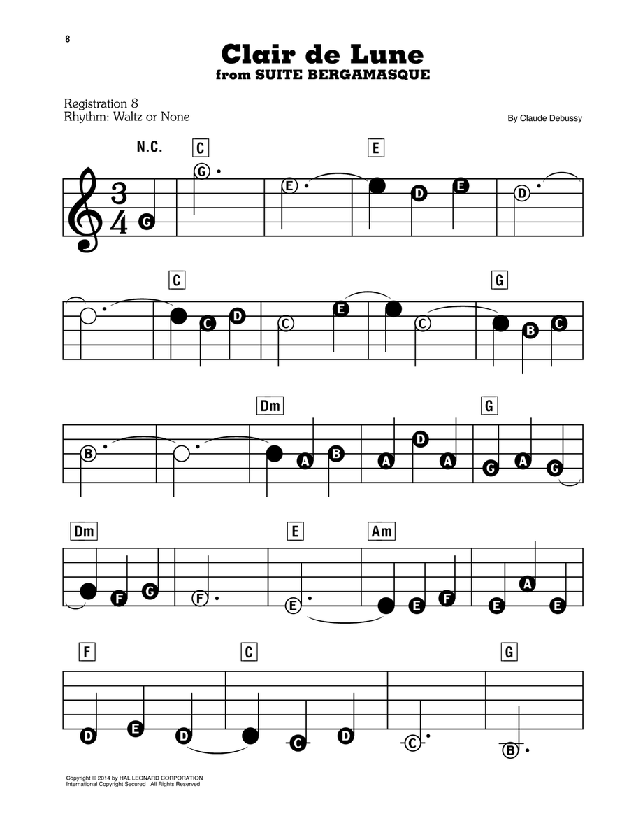 Clair De Lune Electronic Keyboard scores gallery preview page 1